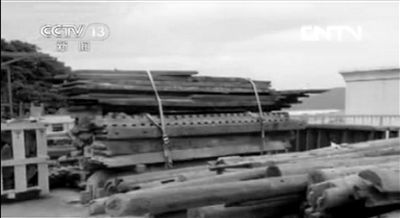 成龙展示的收购来的古建零件图片。据央视视频截图