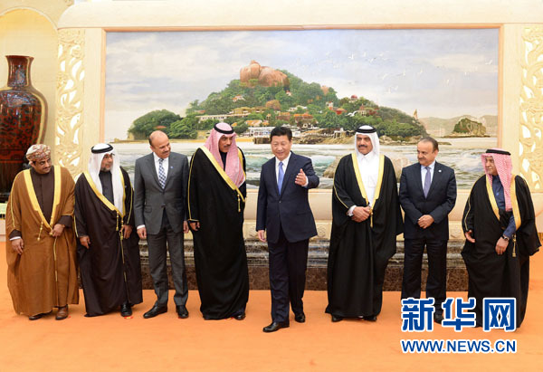 1月17日，国家主席习近平在北京人民大会堂会见来华出席中国－海湾阿拉伯国家合作委员会第三轮战略对话的海合会代表团。 新华社记者 刘建生摄