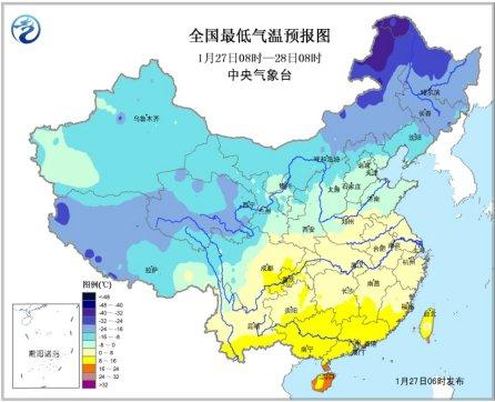 全国最低气温预报图