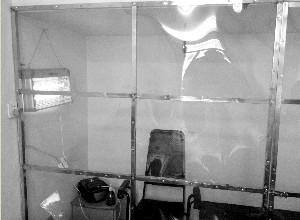 正在消毒的自制“病房”