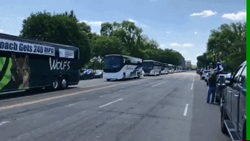 疫情重创行业,全美数百辆巴士排队涌入华盛顿抗议