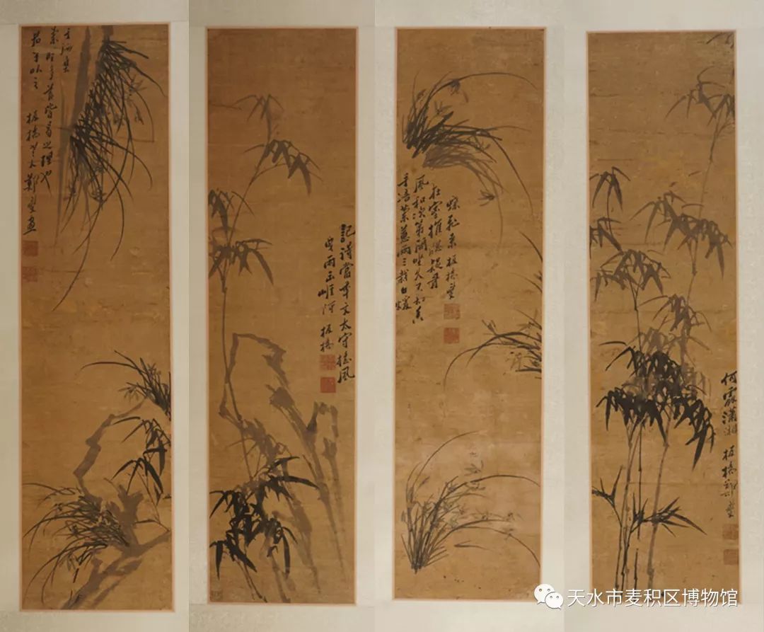 《竹兰四条屏》长135cm,宽35cm清代